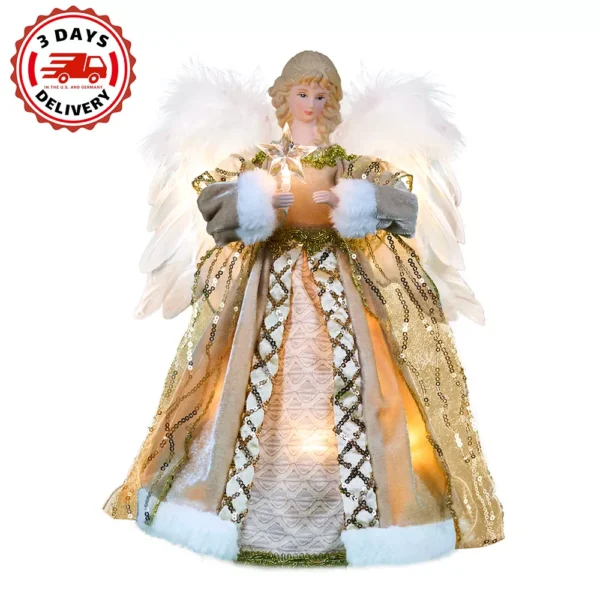 The white angel tree topper's delivery time is 3 days to the US and Germany