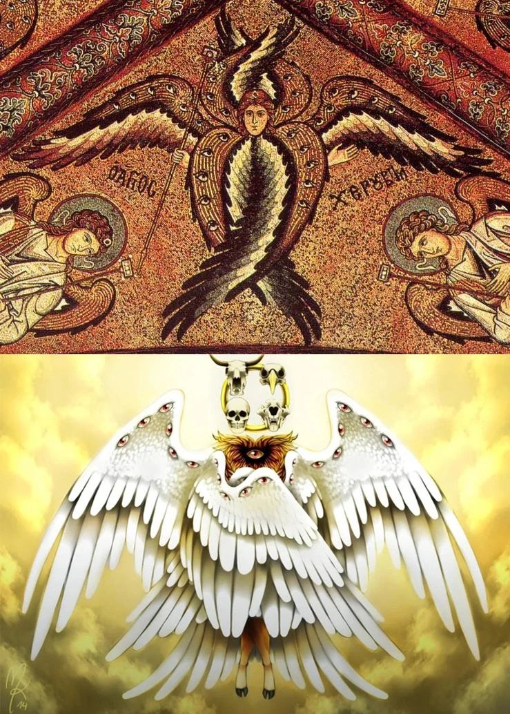two cherubim There are two pictures of cherubim angels