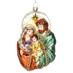 The front of baby Jesus nativity vintage Christmas tree decoration hanging ornament