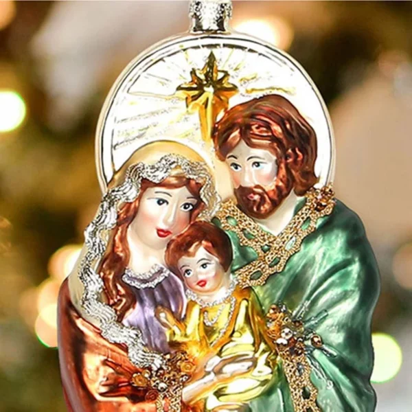 The details of baby Jesus nativity vintage Christmas tree decoration hanging ornament