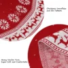 The pattern of this red embroidered Christmas tree skirt is snowflake and elk, material is woolen yarn