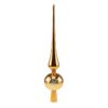 There is a gold 2 tier ornaments finial tree topper christmas tree decoration