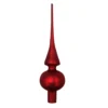 The front of red matte glass spherical finial Christmas tree topper