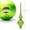 The height of apple green glass spherical finial tree topper is 11 inches