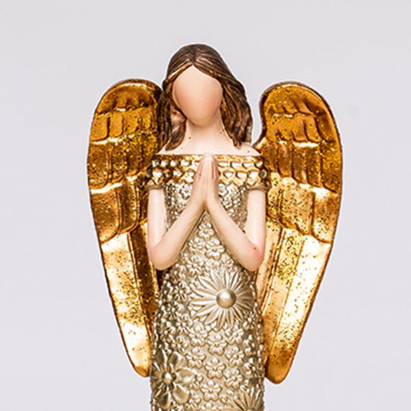 There details of gold guardian angel statue