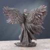 The back of vintage bronze seraphim guardian angel statue