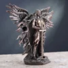 The side of vintage bronze seraphim guardian angel statue