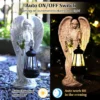 The light of resin garden praying angel statues turning on automatically during the night