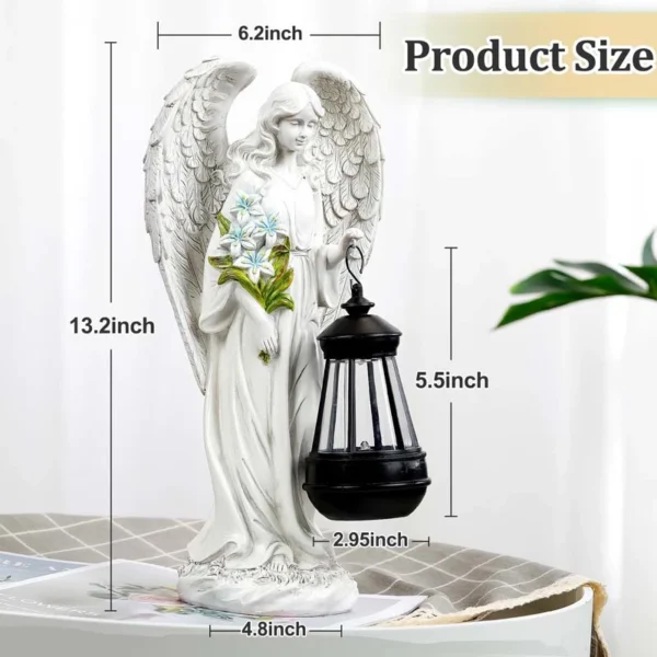The height of resin garden praying angel statue is 13.2 inches, width is 4.8 inches