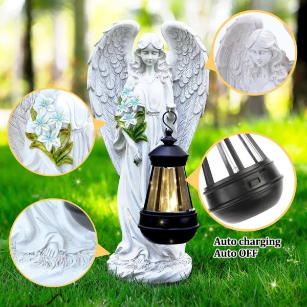 There details of white resin garden praying angel statue