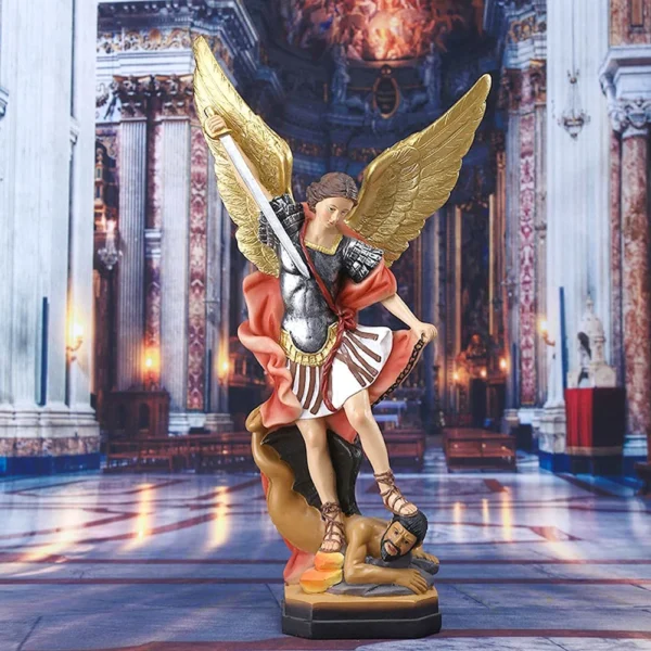 The front of Colorful St Michael Angel Statue