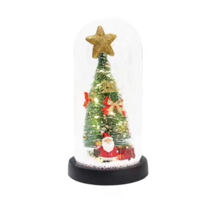 The style A of Christmas tree in glass dome with led string lights, Front
