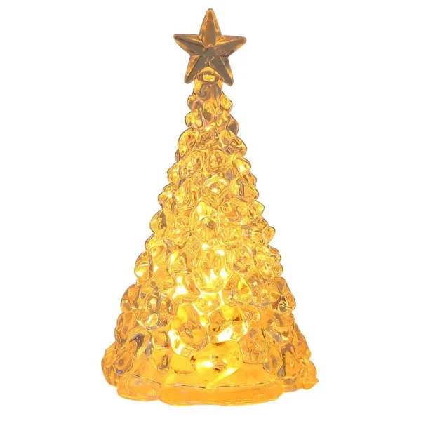 Crystal Christmas tree night light tabletop color-changing decoration, White with yellow lighting