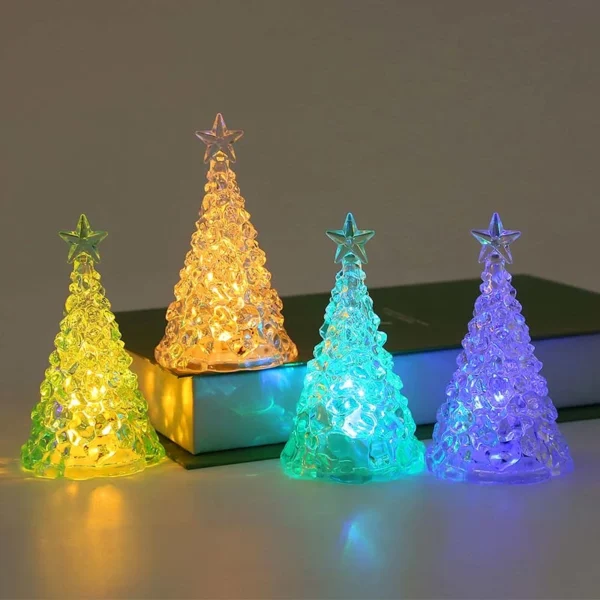 Four Crystal Christmas tree night light tabletop color-changing decoration