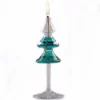 The glass Christmas tree candle holder clear kerosene oil lamp on a white background