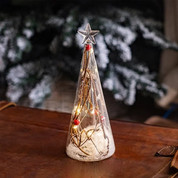 The style E glass Christmas tree desktop ornaments shining luminous night light, front