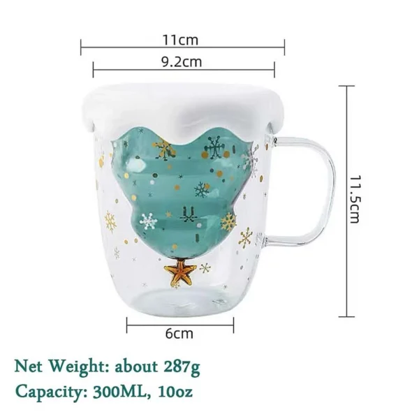 The capacity of Christmas tree wine glass mug is 300ml,weight is 287 g,height is 11.5cm