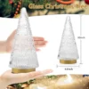 The height of sparkling glass Christmas trees with LED Lights is 10inch, width is 4.8 inch