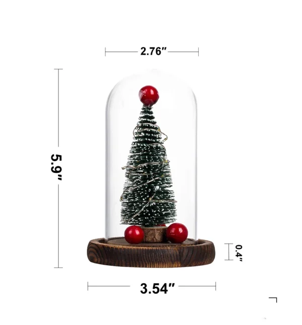 The product size of glass cover Christmas tree led glowing desktop ornament