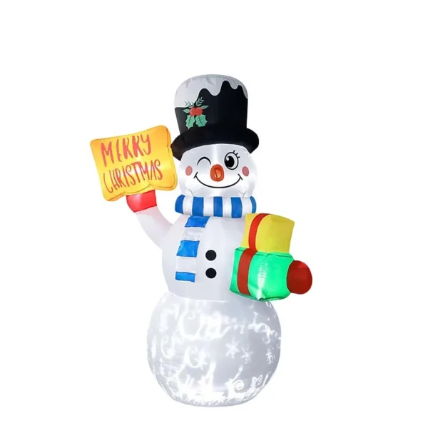 Inflatable Snowman Christmas ornaments with rotating LED lights, Front