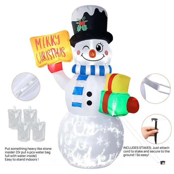 The details of Inflatable Snowman Christmas ornaments with rotating LED lights