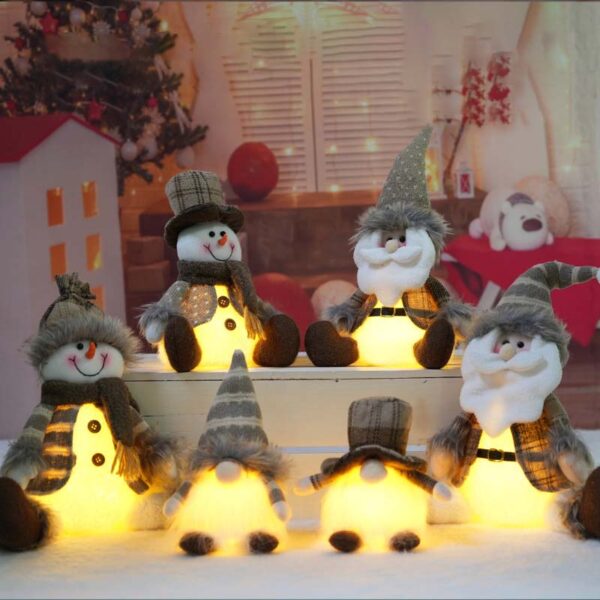 Six glowing Gnome knitted plush Christmas ornaments