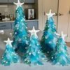 There are five sea glass Christmas trees in three types of sizes