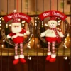 A Snowman and a Santa plush rattan door hanging wreaths