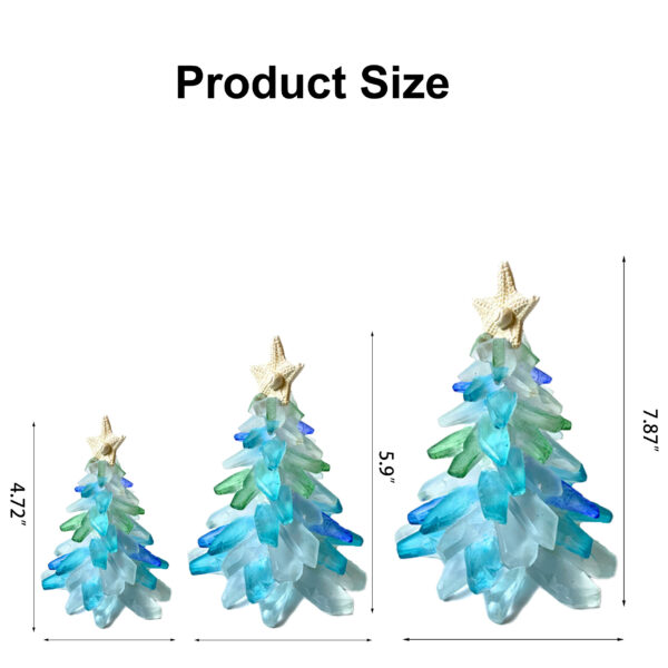 The product size of the three sea glass Christmas tree are 4.72″, 5.9″, 7.87″
