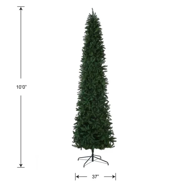 10 ft Slim Artificial Christmas Tree | Kingswood Fir | Includes Stand ...