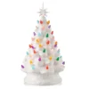 Front of 15" vintage white ceramic Christmas tree