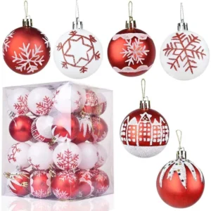36OCS red and white Christmas ball ornaments