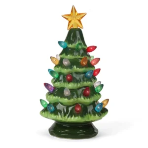 Front of 6.5" tabletop ceramic vintage Christmas tree
