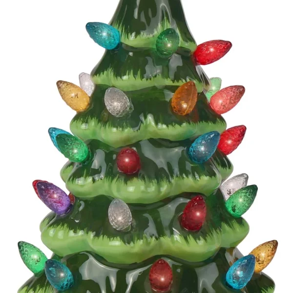 Detail of 6.5" tabletop ceramic vintage Christmas tree top