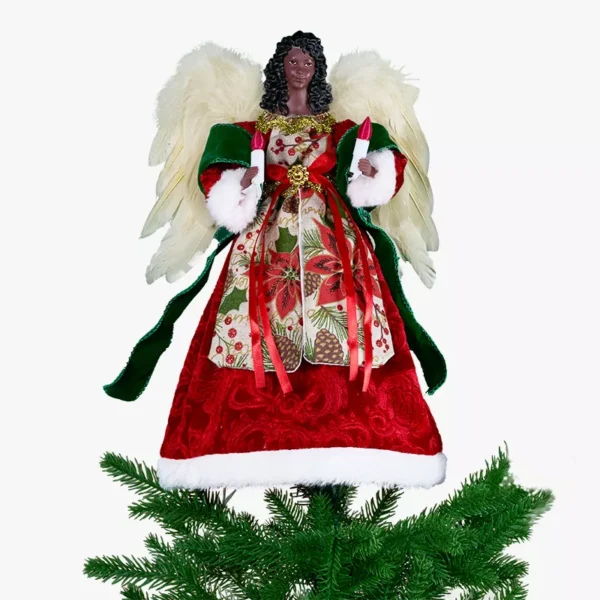 African American Angel Tree Topper with Candle Lights