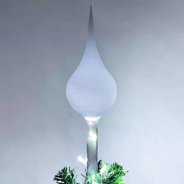 The front of the bright one ball finial Christmas tree topper