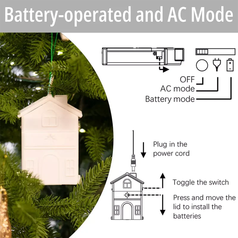 The white woman angel tree topper dressed with red cloth has battery and AC options available