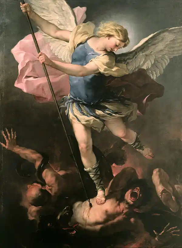 A painting of Luca Giordano's Saint Michael in 1663