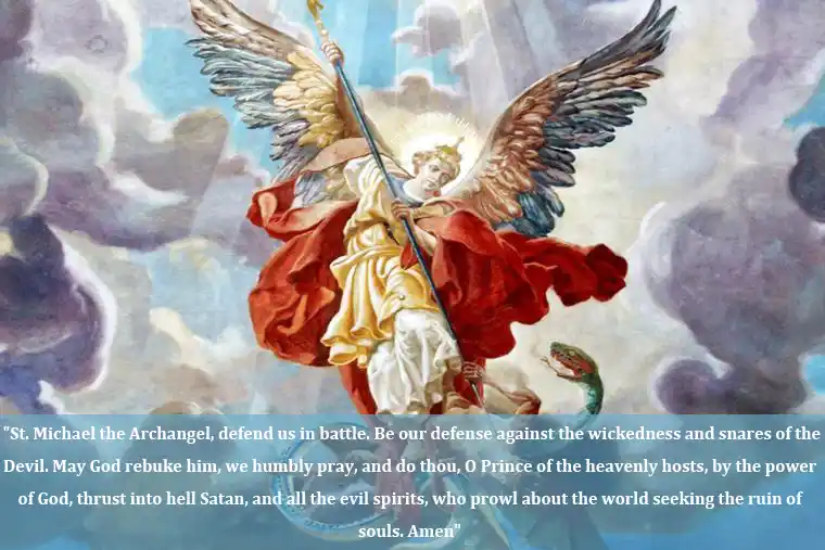 Michael artwork with prayer to Saint Michael