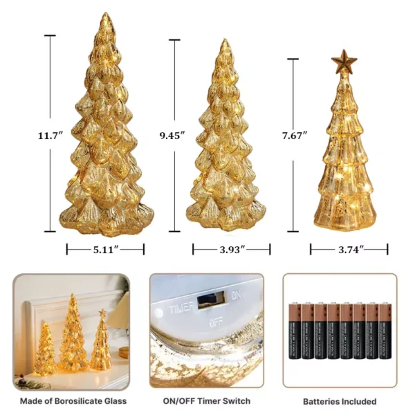 Thefeatures of the three glass Christmas trees