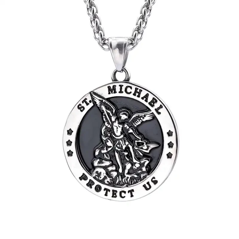 A silve Saint Michael the Archangel necklace