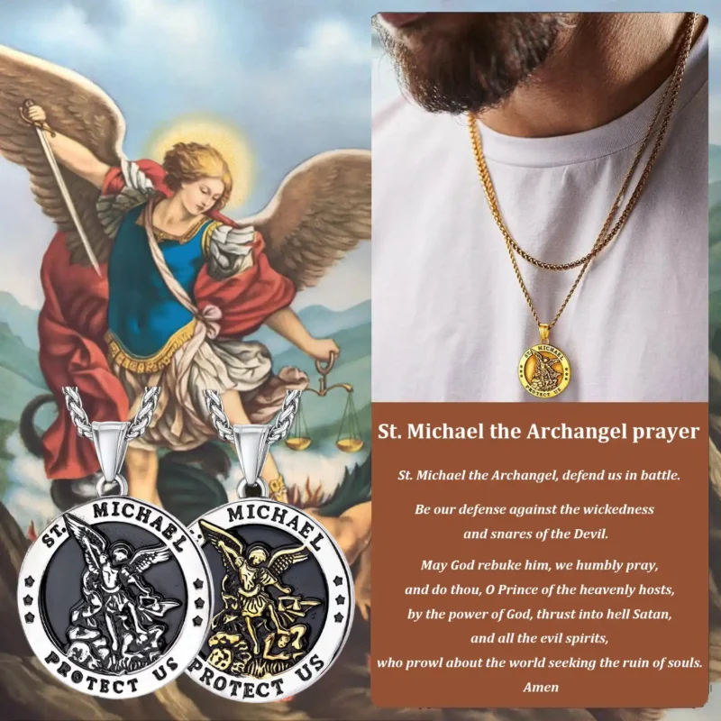 The design concept of this Saint Michael the Archangel necklac