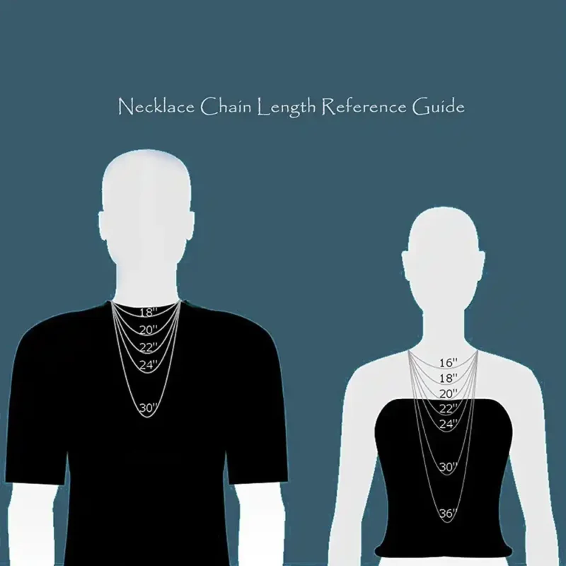 There is a necklace chain length reference guide