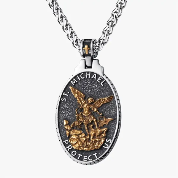 thumbnail image 2 of Men's Stainless Steel Necklace Saint Michael Black Stylish - Temu... 2 of 13