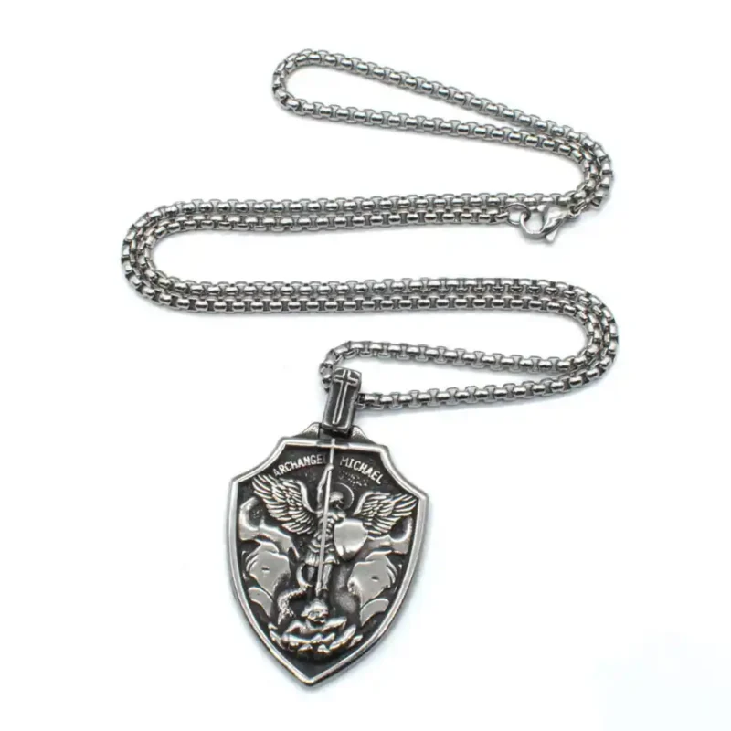 There is a St Michael shield necklace with cross pendant chain