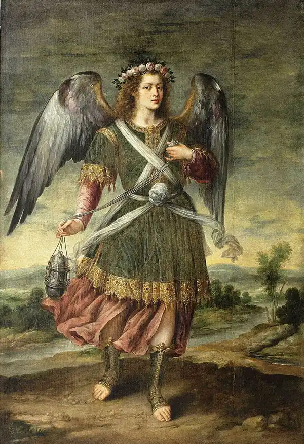 A painting of Archangel Selaphiel, also called Saraqael