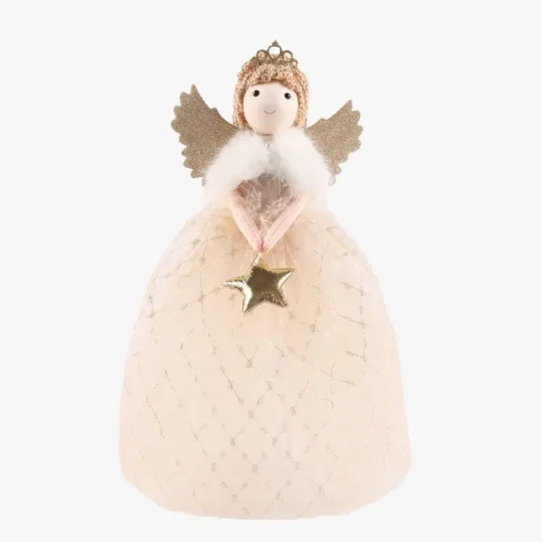 A gold cute angel tree topper