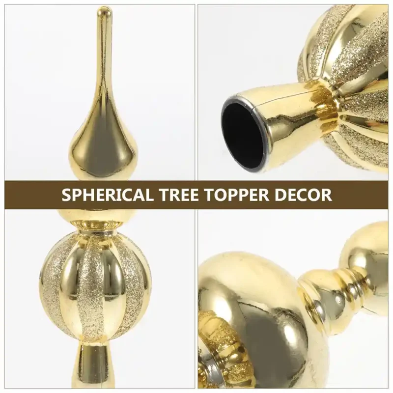 The details of a gold finial tree topper plastic.