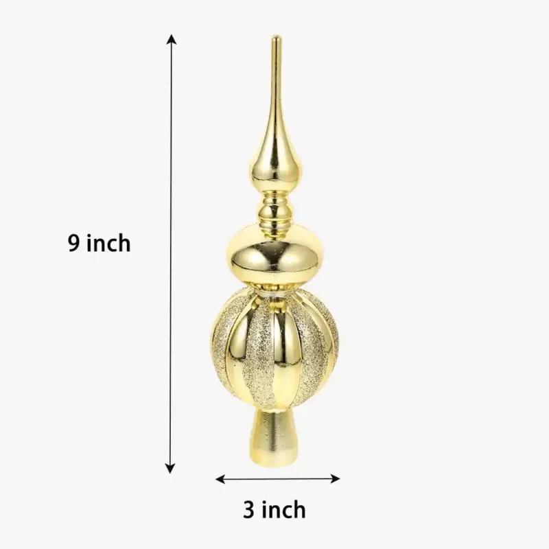 The measurement of a gold finial tree topper plastic.