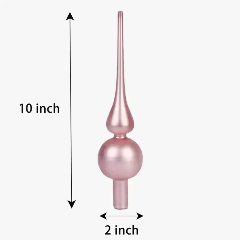 The measurement of a pink glass finial tree topper.